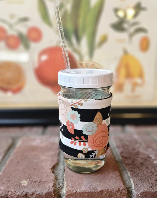 24oz Glass Cup with Half Cozy