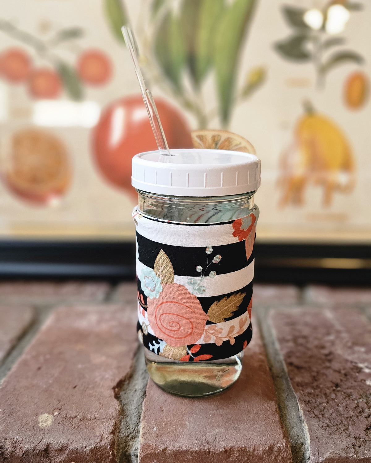 24oz Glass Cup with Half Cozy